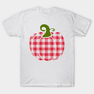 Farmhouse, Country, Red Gingham Pumpkin T-Shirt
